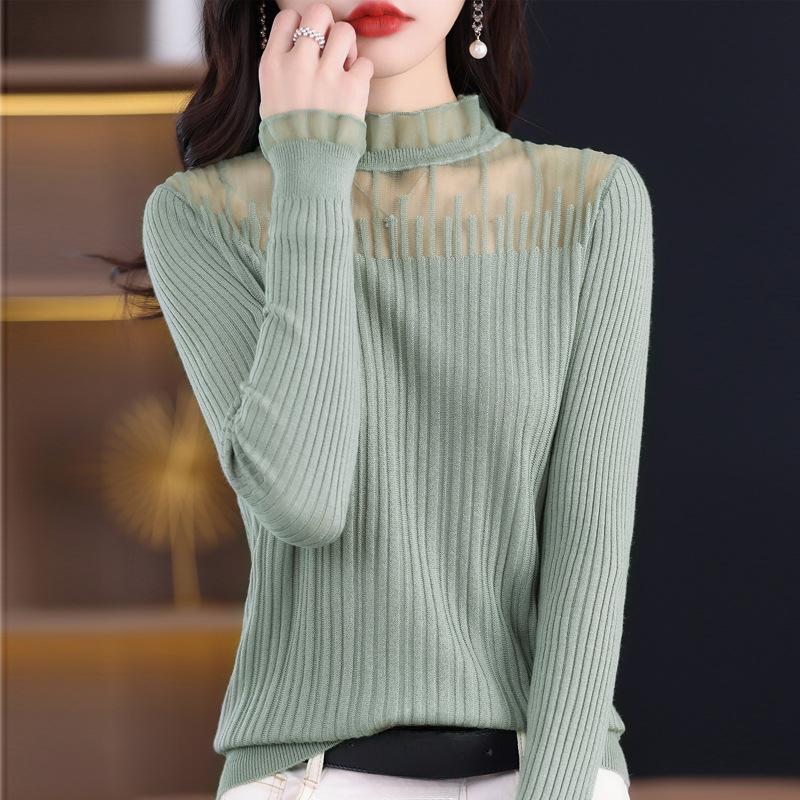 INDFS Women's Fashion Casual Fall Winter Solid Color Print Long Sleeve Half Turtleneck Sweaters