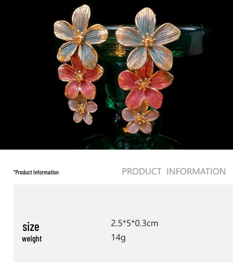 Elegante handbemalte Emaille-Ohrringe mit floralem chinesischem Design