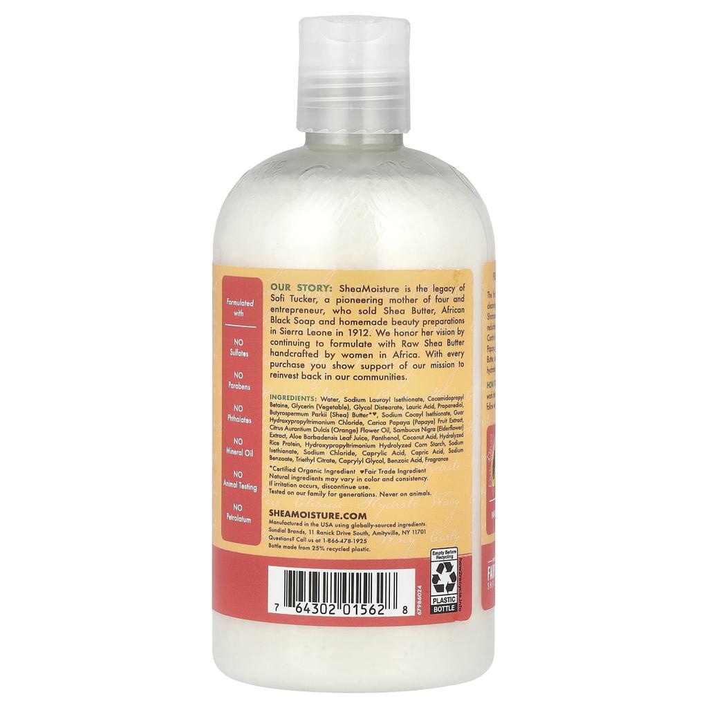 SheaMoisture, Schampo för frisskontroll hela dagen, med papaya, neroli och fläderblomma, 355 ml (384 ml)