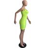 European & American Style Women's Solid Color U-Neck Dungaree Suspender Dress