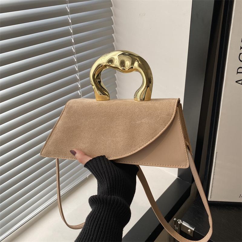 2 New simple high-end texture niche design handbag versatile shoulder messenger bag small square bag хаки