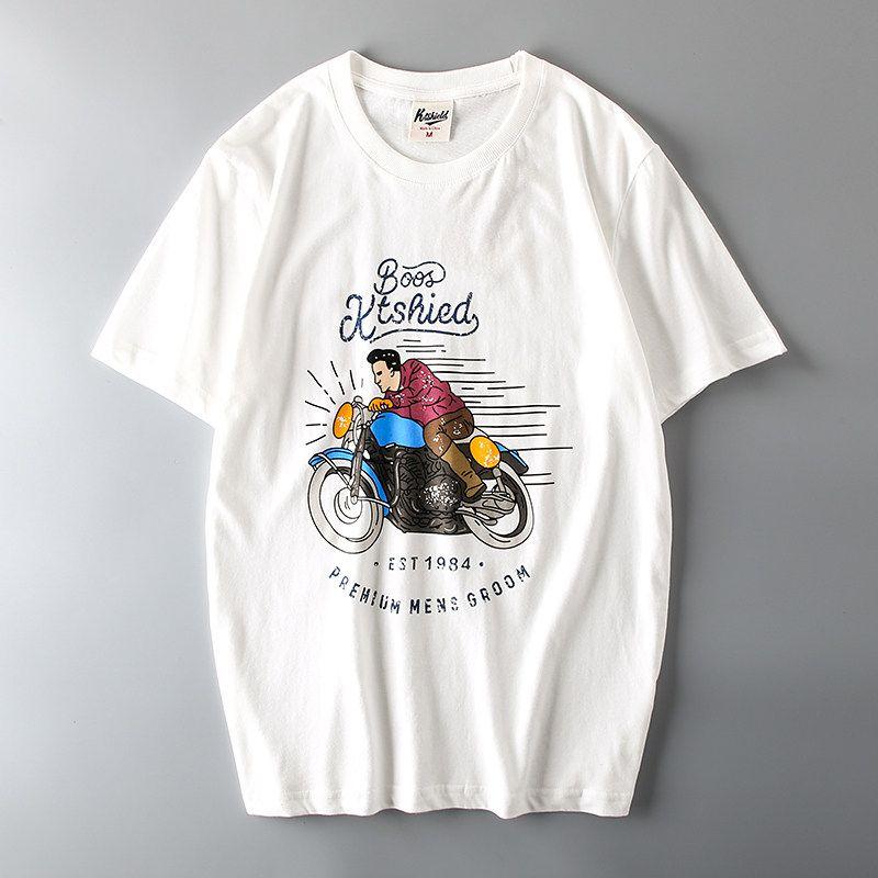 Export Tail Single Men's Cut Label Fashion Fashion Brand T-shirt Short Sleeve Hong Kong Style Export American Street Retro Half-Sleeve T-shirt