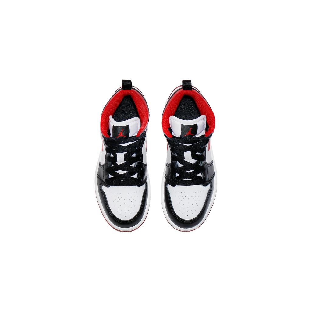 Air Jordan 1 Mid PS Schwarz Gym Rot Kinder Sneaker Weiß 640734-122