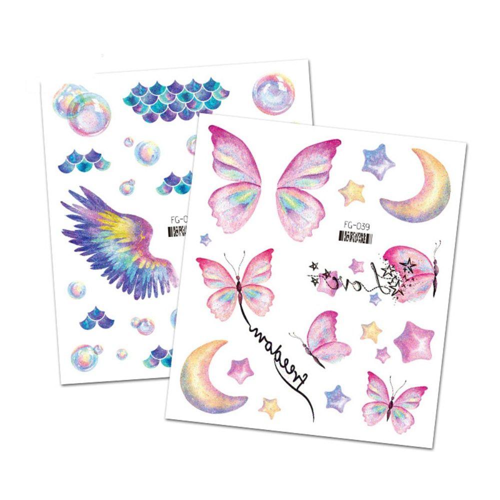Colorful Artistic Water Transfer Sticker Glitter Tattoo Stickers Butterfly Tattoo Temporary Tattoos
