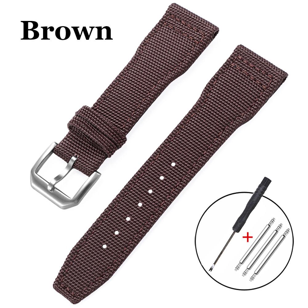 Premium Nylon Canvas Watch Strap Genuine Leather Watchband 20mm 21mm 22mm for IWC Pilot Series Green Black Brown Bracelet Belt