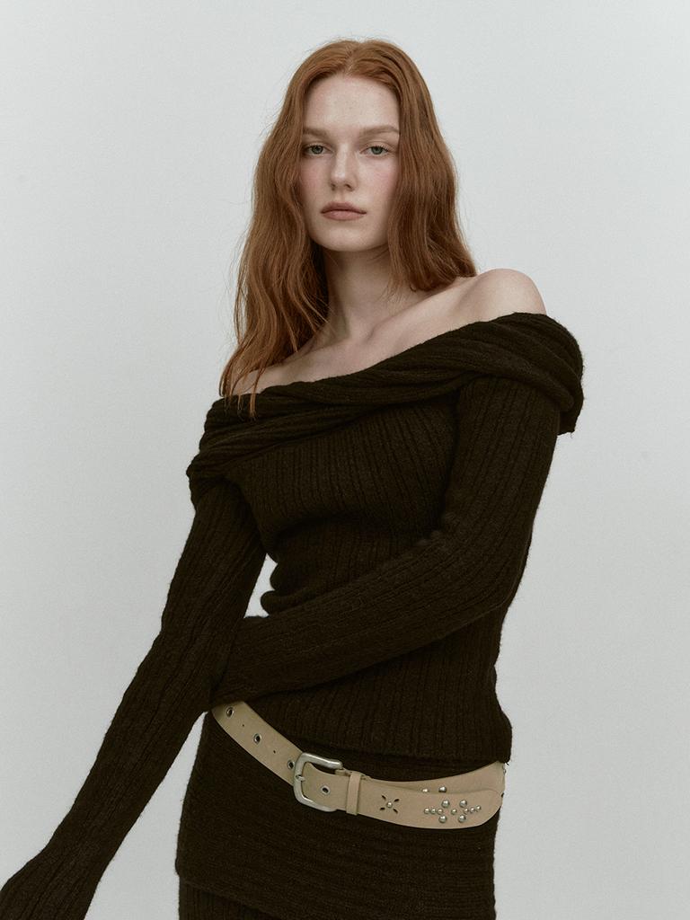 Asula Reverse Off Shoulder Knit (Black)