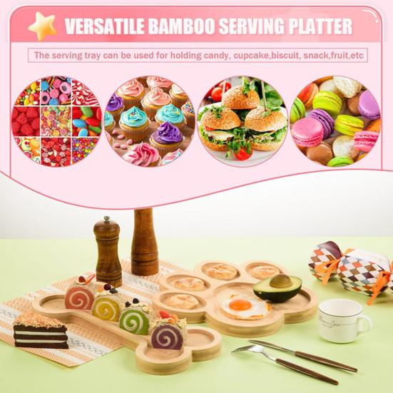 Bamboo Serving Tray Bone or Claw Shaped Charcuterie Board Snack