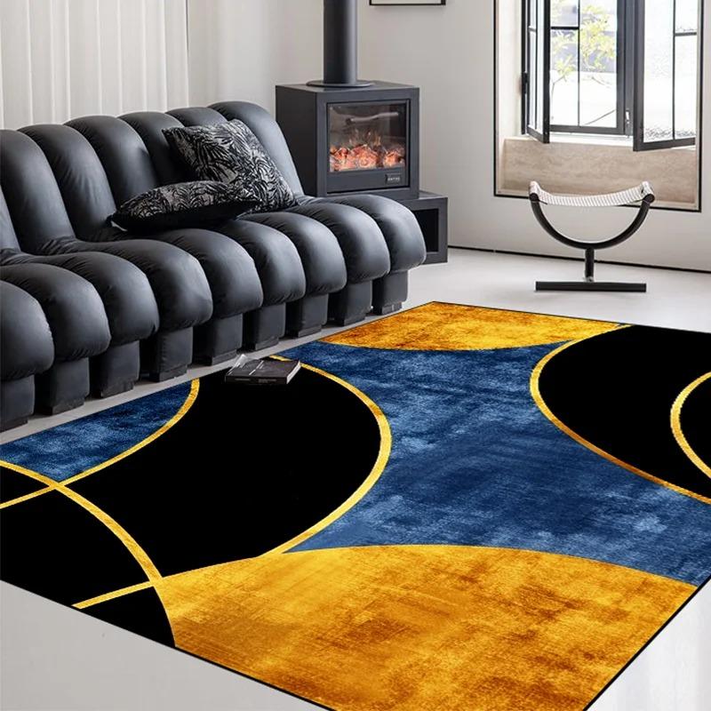 Alfombra Geométrica Moderna de Lujo Ligero para Sala de Estar Alfombra de Área Lavable para el Hogar Felpudo Decorativo Perfecto para Dormitorio Entrada Sala de Estar