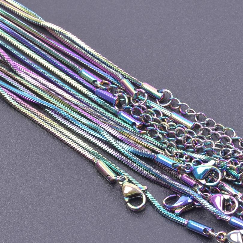 1/5/10pcs Wholesale 40+5cm Square Snake Chain Jewelry On The Neck Decor Stainless Steel Necklaces For Women Men Accessories Gift