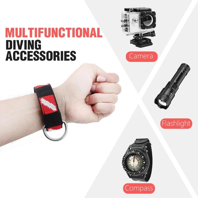 2Pcs Scubas Diving Wrist Strap Adjustable Wrist Strap with Rings Scubas Diving Wristband for Scubas Diver and Snorkelers