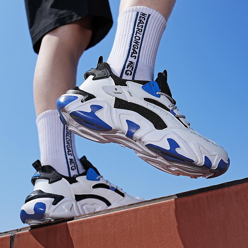 

Men s shoes 2024 new men s breathable reflective casual fashion trendy shoes youth platform running sports shoes 44 сапфіровий