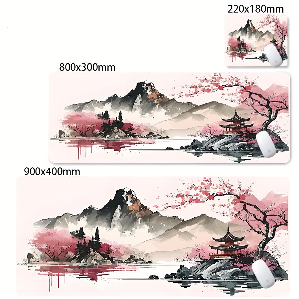 Sakura Scenery Mouse Pad Large AntiSlip Rubber Gaming Mousepad Durable Desk Mat Thick Seam Edge Suitable for Office and Gaming