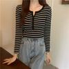 Versatile Striped Long Sleeve Knitwear Women's Early Autumn Winter Thin Loose Outerwear Base Layer Top