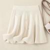 Damen Plus Size Koreanischer Stil Hohe Taille Elastischer Strick A-Linie Kurzer Rock - Schlankmachendes Design mit Strukturierter Oberfläche