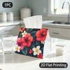1pc Tissue Box, Tropical Hibiscus Plumeria Bright Joyful Pattern, 2D Flat Printing, Blocks Dust, Strong And Firm, Tissue Pouch, for The Kitchen, 2D Fl