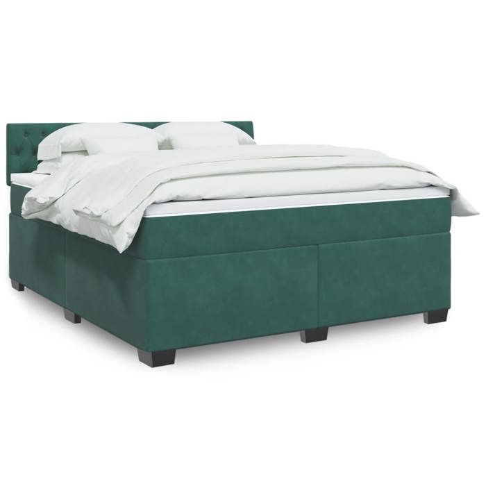 VidaXL Sommier à lattes de lit et matelas Vert foncé 180x200cm Velours 3286387
