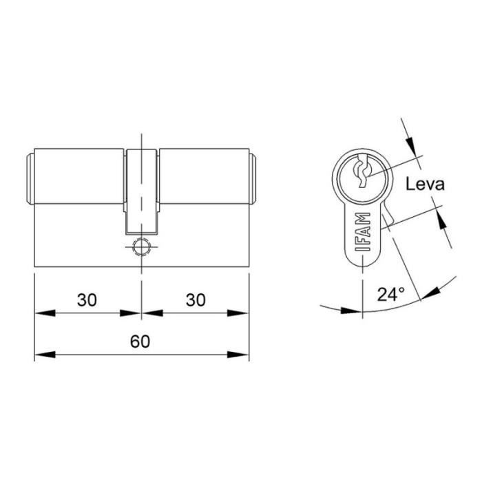 Cylindre - ifam - f5s3030nc - nickel - 60mm - 3 clés serrette - profil européen