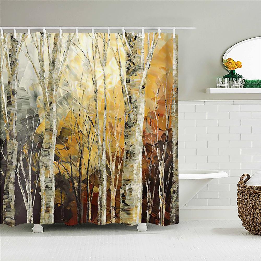 Fairy Tale Dream Forest Garden Shower Curtain Waterproof Fabric Bathroom Curtains Oil Painting Landscape Bath Screens With Hooks