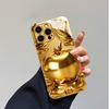 Doré Pour Motif Pomme Peinture Métallique Dorée Étui en Verre Pour Téléphone Pour iPhone 17 16 15 14 13 12 11 Pro Max 15 14 Plus 17Air 16E Housse