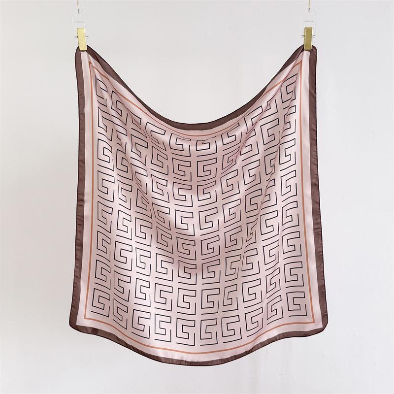 New simple paper pattern simulation silk high-end large square scarf silk scarf printed shawl decorative scarf sunscreen headscarf scarf