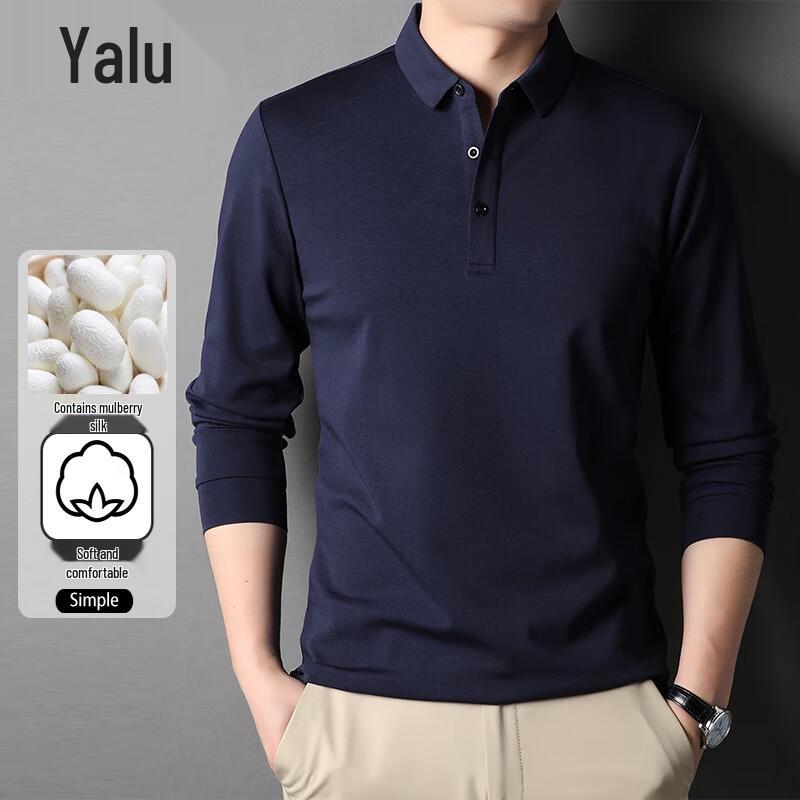 Tricou Polo cu Mânecă Lungă Yalu pentru Bărbați, Amestec de Mătase de Dud