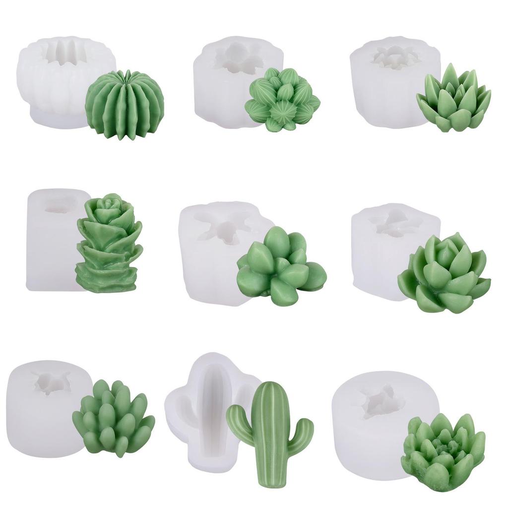 Set di Stampini in Silicone per Candele Succulente e Cactus 3D Kit per Sapone Fatto a Mano, Artigianato in Gesso, Stampo per Colata in Resina Epossidica, Strumenti per la Cottura di Torte