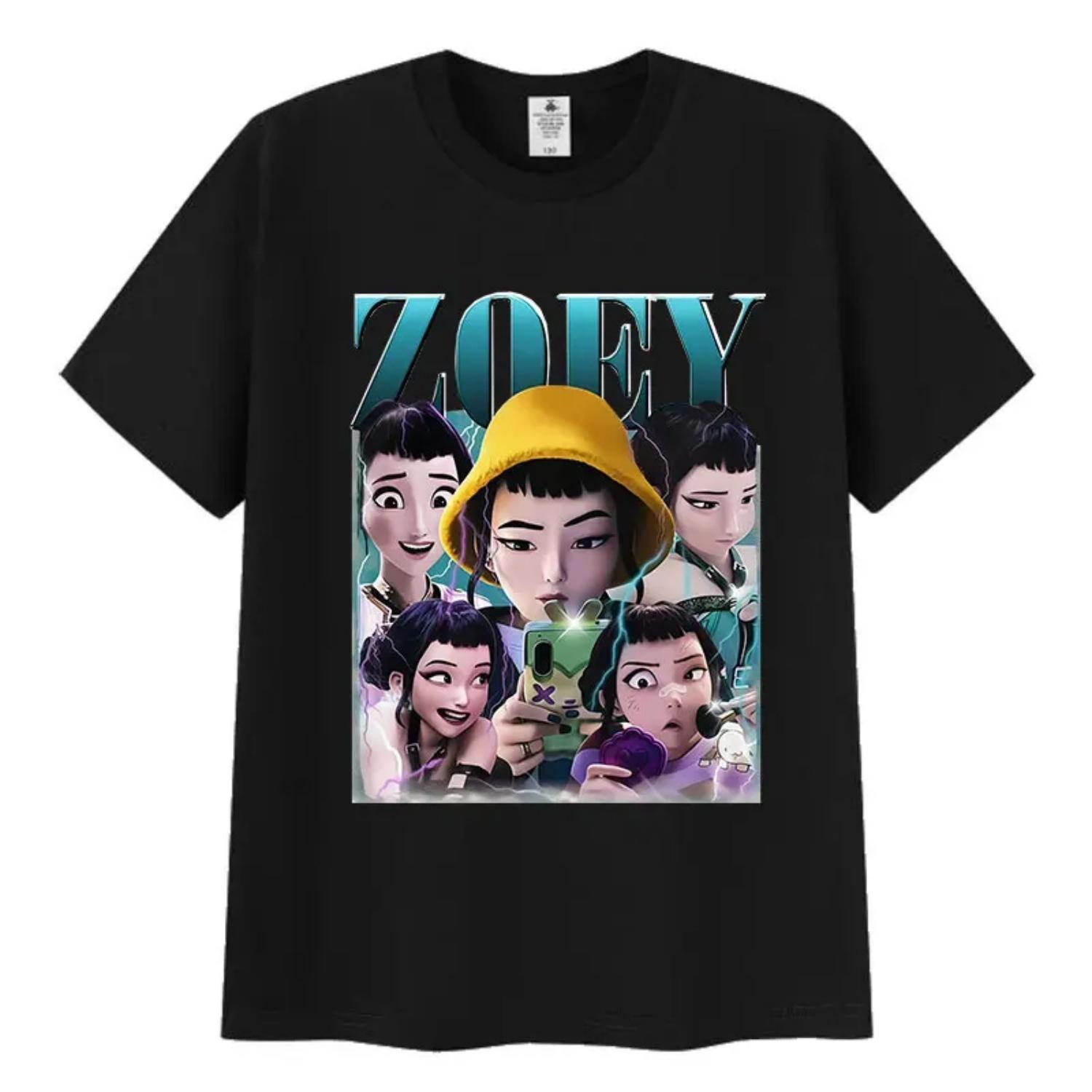 K-pop Zoev Охотники на демонов Аниме Графический принт Футболка Мужская Женская Харадзюку Мода Оверсайз Футболки Повседневные Хлопковые Топы Футболка S