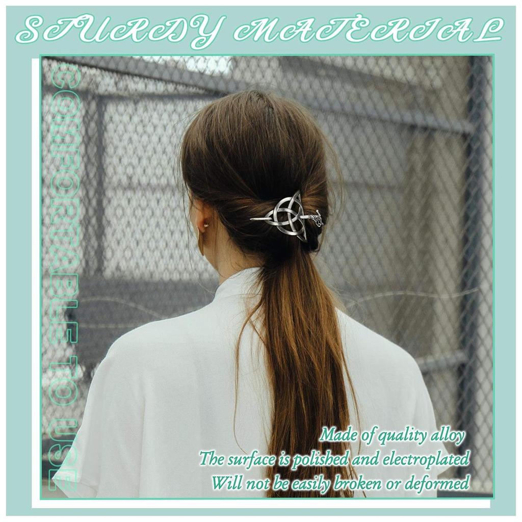 Celtic Knot Silver Hair Clips Vintage-Inspired Hair Claws for Women Symbolic Barrettes for Long Hair Braids