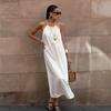 Summer French Vacation Loose White Neck Dress Women's Niche A-shaped Skirt Long Dress Women's Clothing