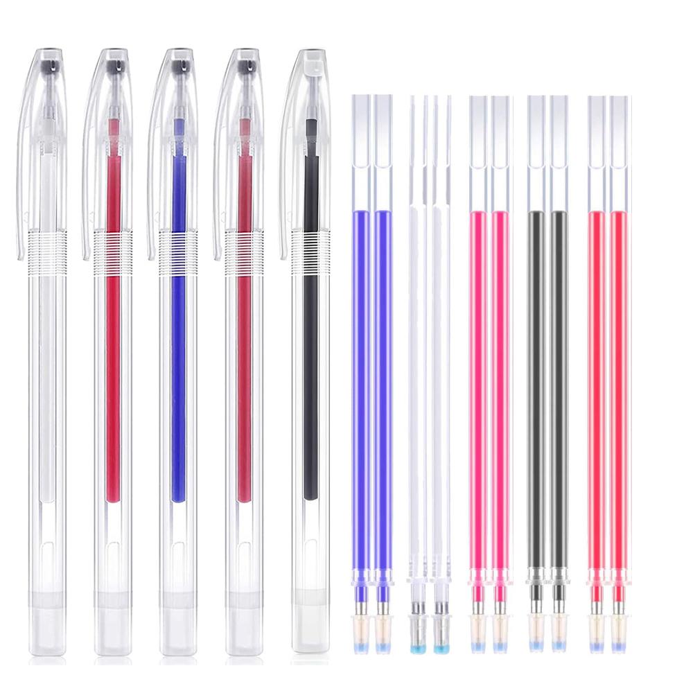 

Sewing Marker Pen 5 Heat Erase Empty Pens with 12 Erasable Pen Refills Fabric Marking Pens Heat Erase Pens for Fabric Sewing