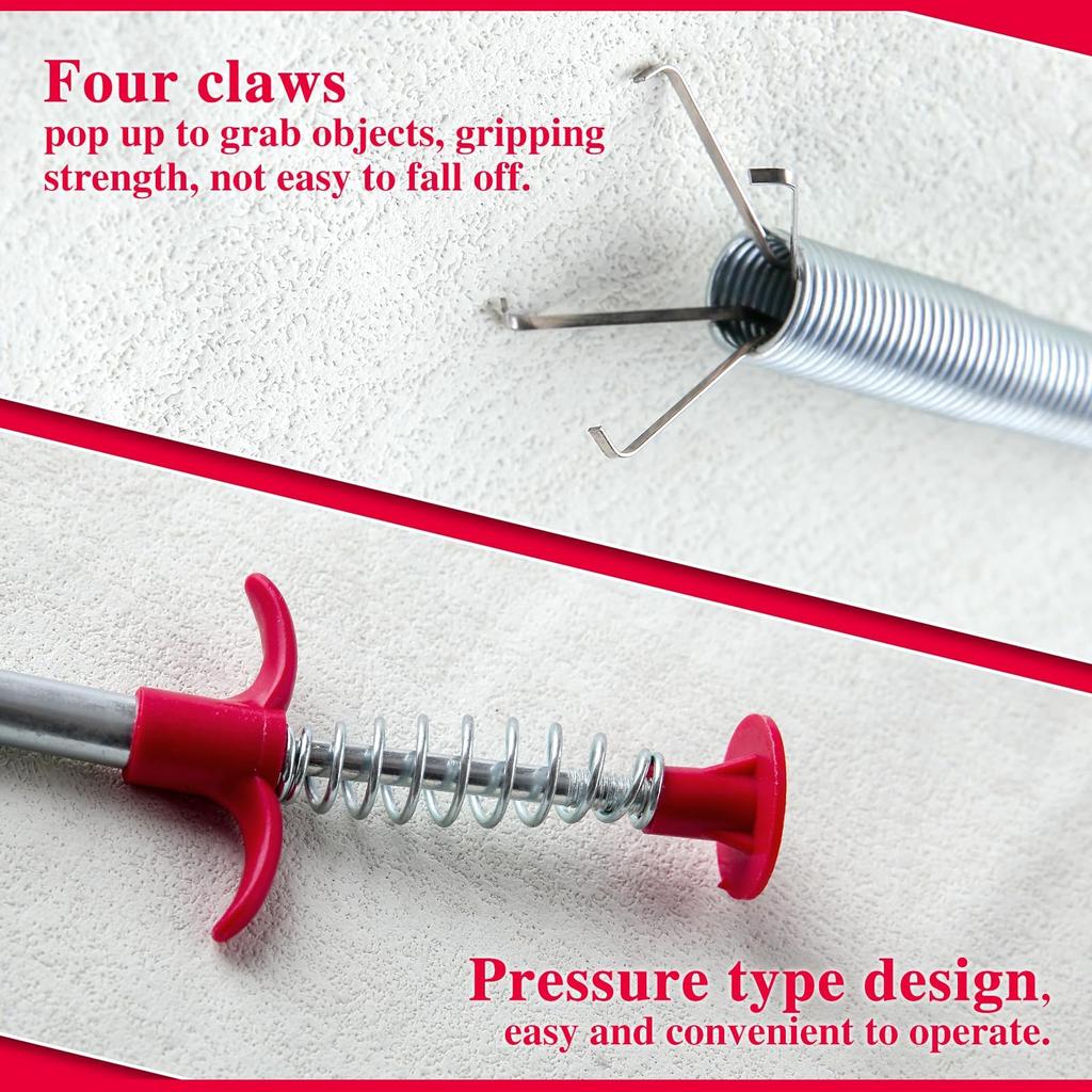 GOLD DEER Flexible Grabber Claw Pickup Reacher Tool Flexible Grabber Claw Pickup Reacher Tool Drain Clog Removal Tool Pickup Tool Pipe Cleaner Toilet