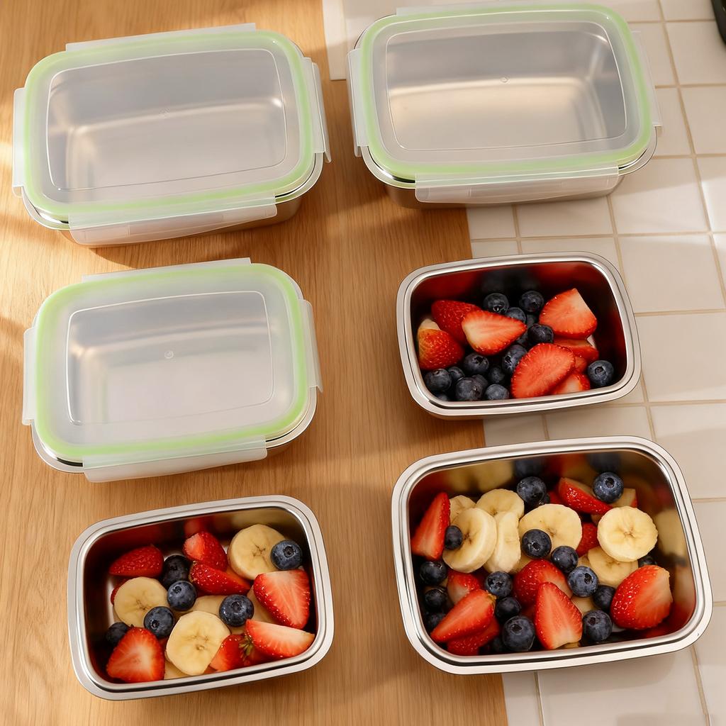 350/550/850ML Large Stainless Steel Food Container Thickened Camping Picnic Box Leak-proof Sealed Refrigerator Lunch Bento Boxes