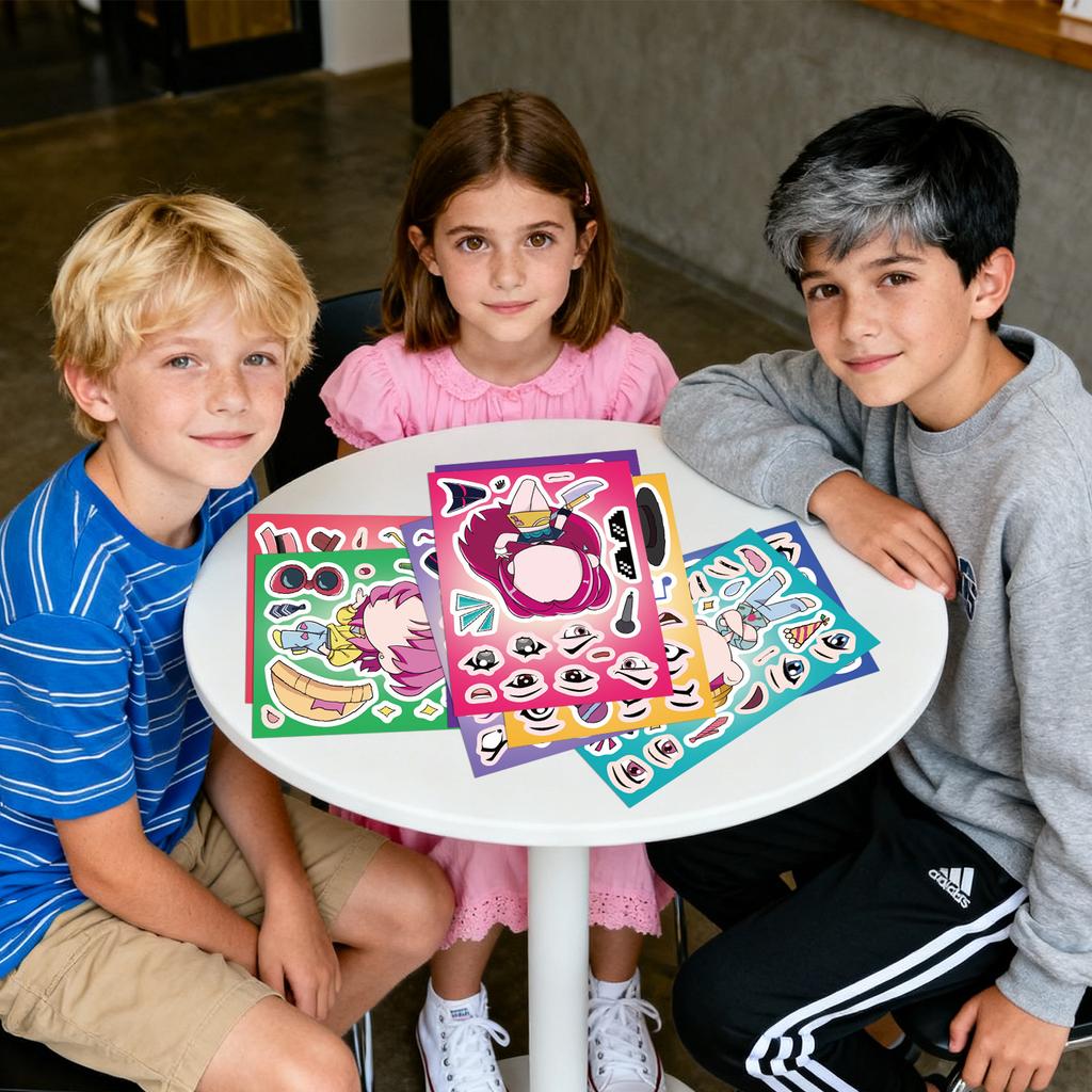 8 Pcs Toy Puzzle Stickers, DIY Dress-up Face-changing Stickers Handicrafts And Reusable Stickers