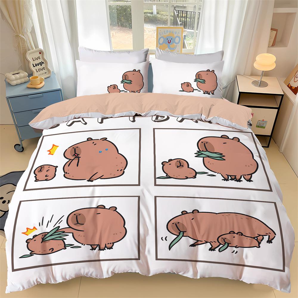 

3D Cute Capybara Print Bedding Set Capybara Duvet Cover Pillowcases Adult and Children Quilt cover Single Double Large EU Single(135*200cm)3pcs