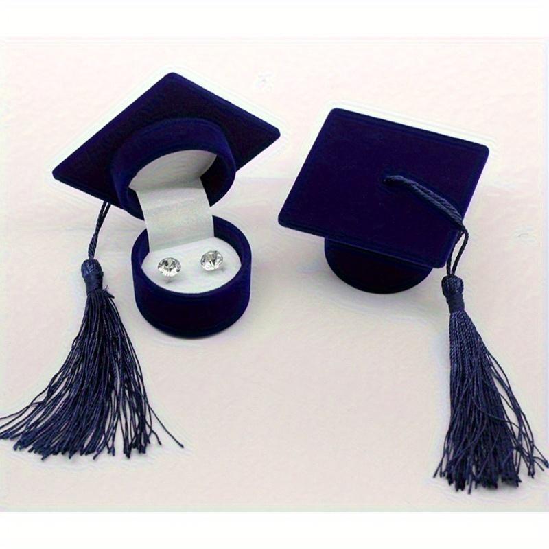 Samt Ringbox Abschluss Bachelorhut Schmuckverpackungsbox Hochzeit Verlobung Ohrringbox Abschlussgeschenk Schmuckorganizer