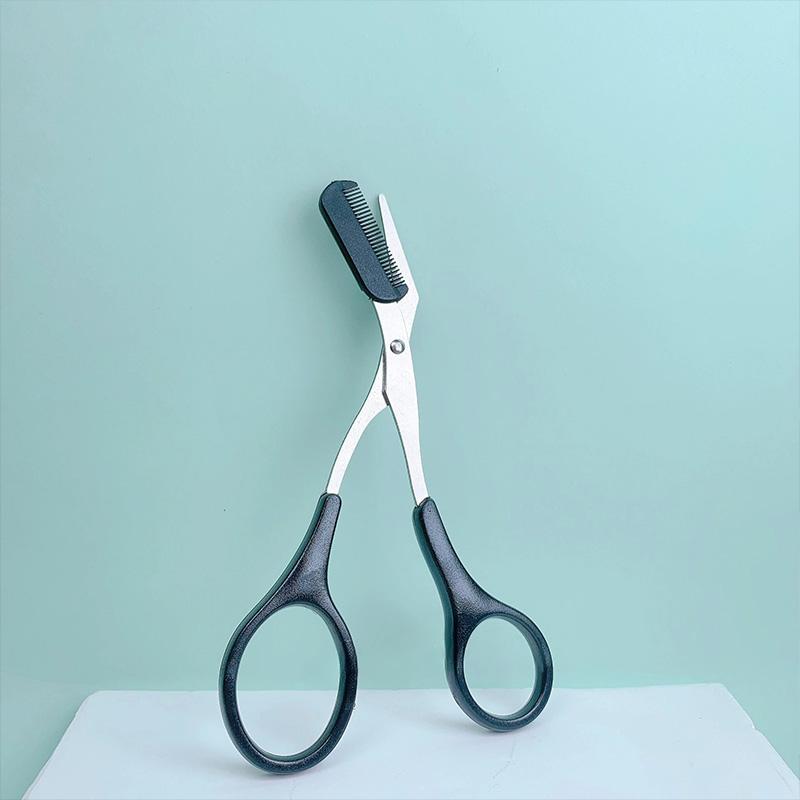 Pink Eyebrow Trimming Scissors with Built In Comb Stainless Steel Precise Grooming Tool Creating Perfect Eyebrows