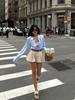 2026 Spring/Summer Women's Blue Long Sleeve Loose Cardigan Top