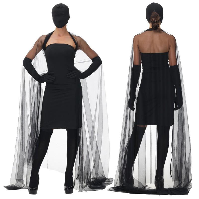 Halloween Costume Women Black Masquerade Dress Stage Performance Outfit M XL