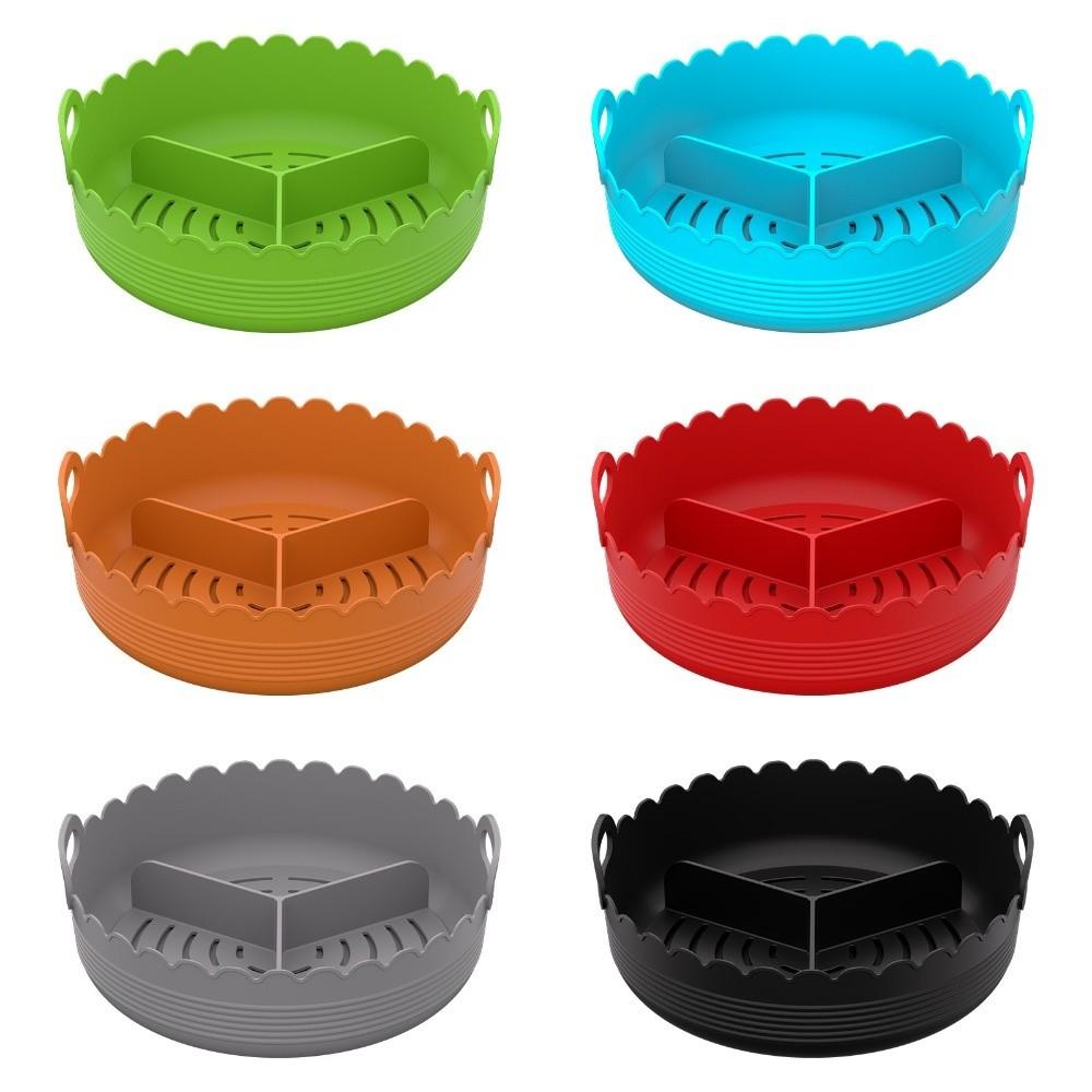 Food-grade 3 Grids Oven Tray Multi-color Divided Airfryer Basket Silicone Air Fryer Liners Home