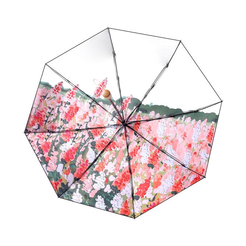 New 50% Fold Double Umbrella Flower Sunscreen UV Protection Parasol Small Fresh 50% Fold Sunny and Rain Double Purpose