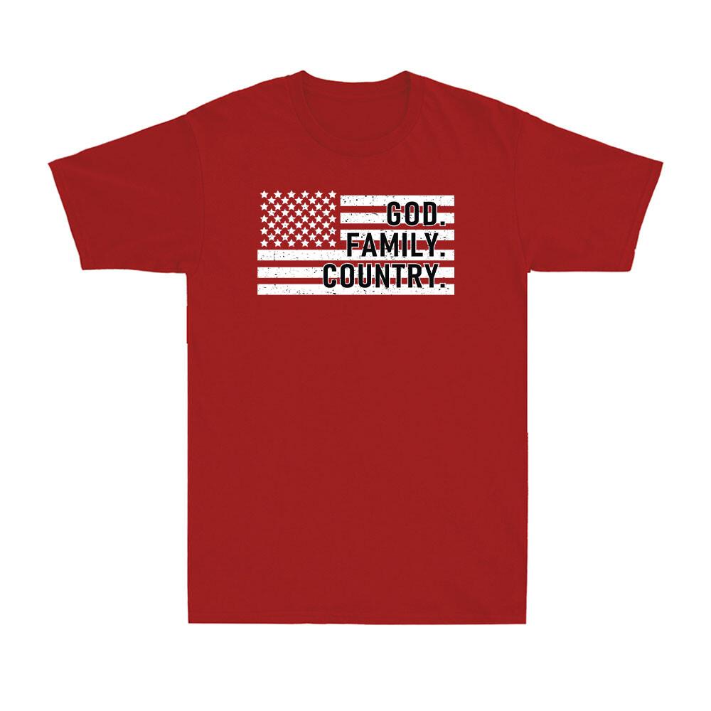 God Family Country with Patriotic American Flag Distressed Vintage Unisex's T-Shirt