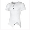 Men's Popular Irregular Short-Sleeved Men's Solid Color All-Match T-Shirt Hip-Hop Hip-Hop Fashion Casual Men