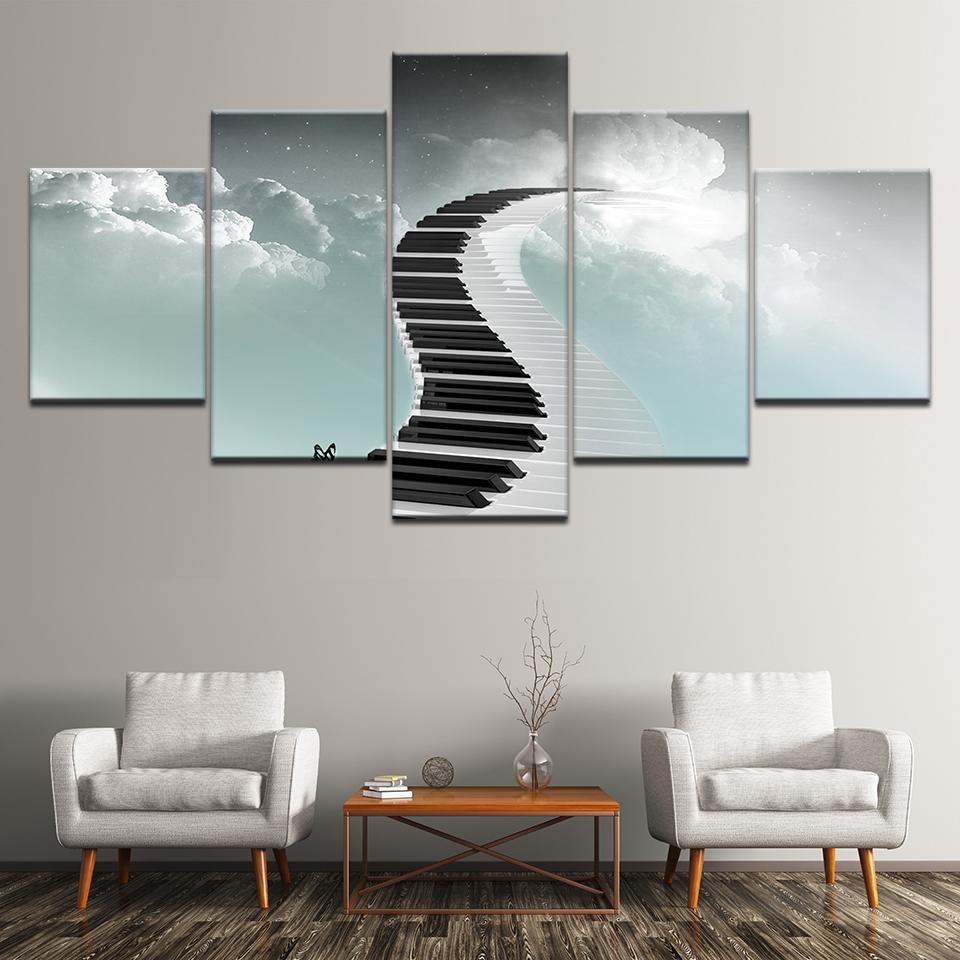 Canvas Painting Piano keyboard Step by step 5 Pieces Wall Art Painting Modular Wallpapers Poster Print living room Home Decor