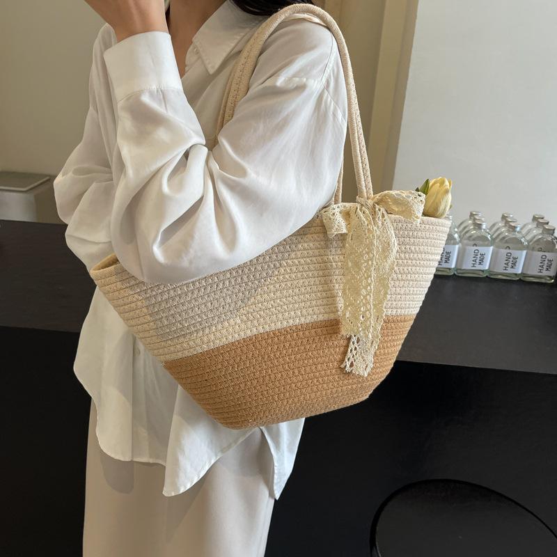 Women's Bag Summer High-end Underarm Bag New Large-capacity Woven Bag Fashionable and Simple Shoulder Vegetable Basket Bag