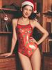 BARREL Pnts Reflection Christmas Snoopy V-Back One-Piece Swimsuit Red (B6Swsws041Red)