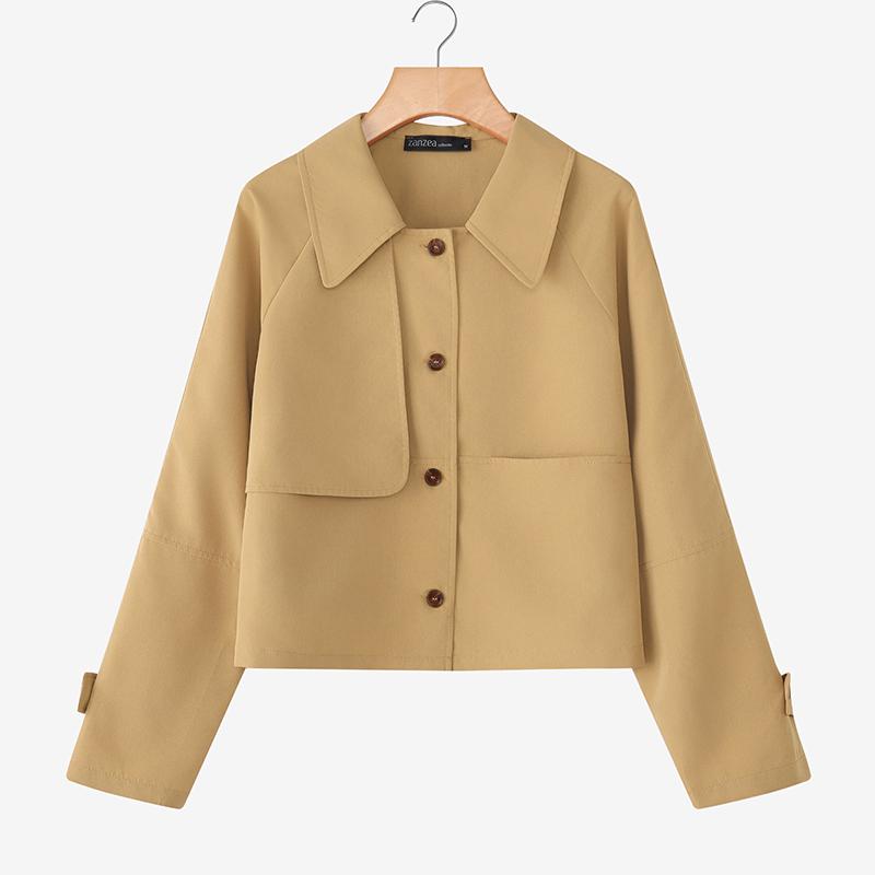 ZANZEA Women Casual Turn Down Collar Loose Long Sleeve Blouse