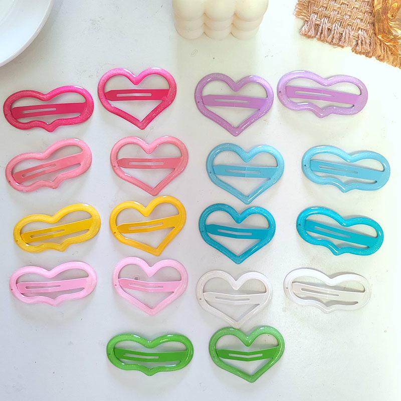 2pc Alloy Big Heart Colorful Cute Sweet Solid Color BB Hairpin HairClips for Women  Hair Accessories Ornament