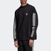 Adidas Originals Trefoil Lock Up Contrast Three-Stripe Fleece Crew Neck Sweatshirt Men Tops Black ED6121