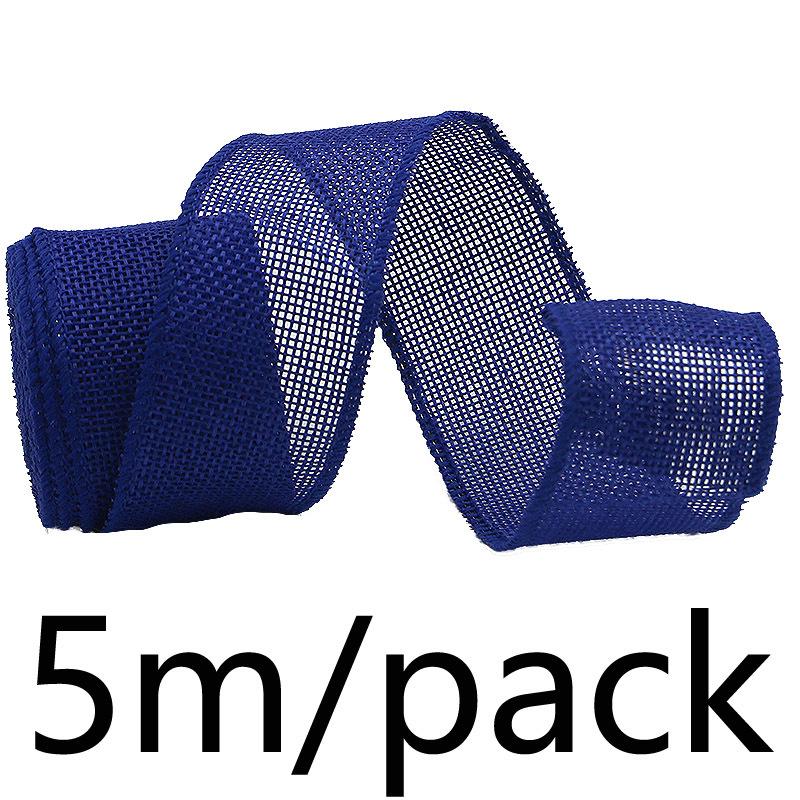 (5 meters/pack) 40mm color linen fabric iron wire edge ribbon gift box packaging ribbon festival decoration handmade DIY