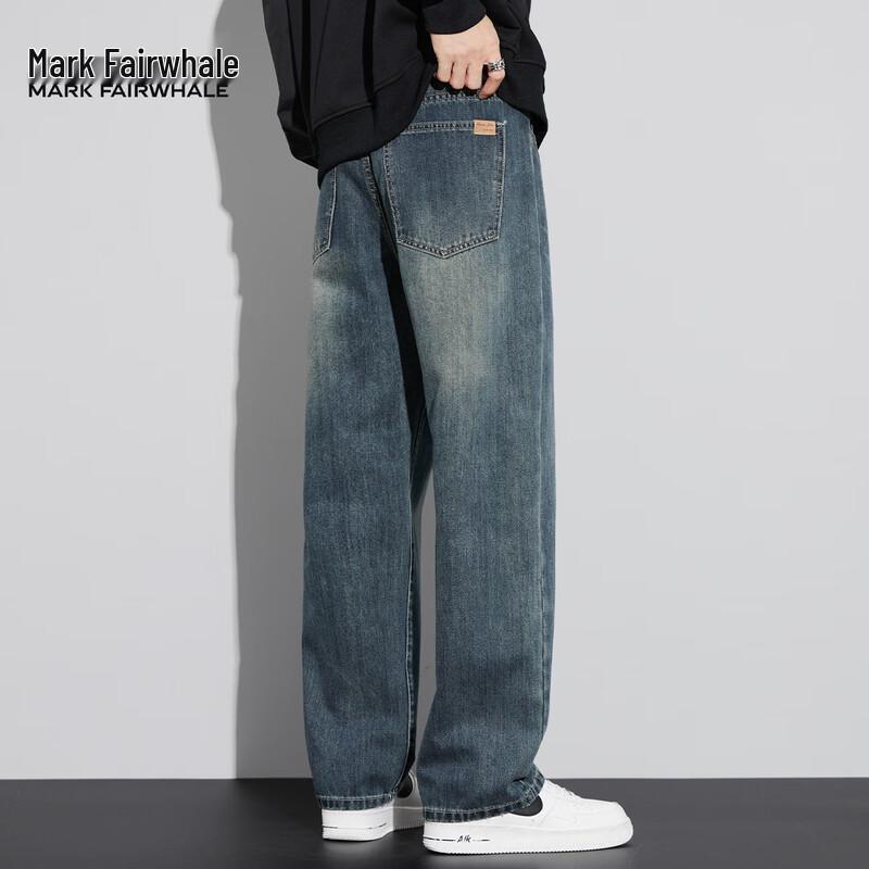 Mark Fairwhale Men s Washed Loose Straight-Leg Jeans 32